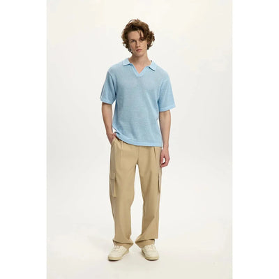 Polo de plage en maille - Bleu ciel