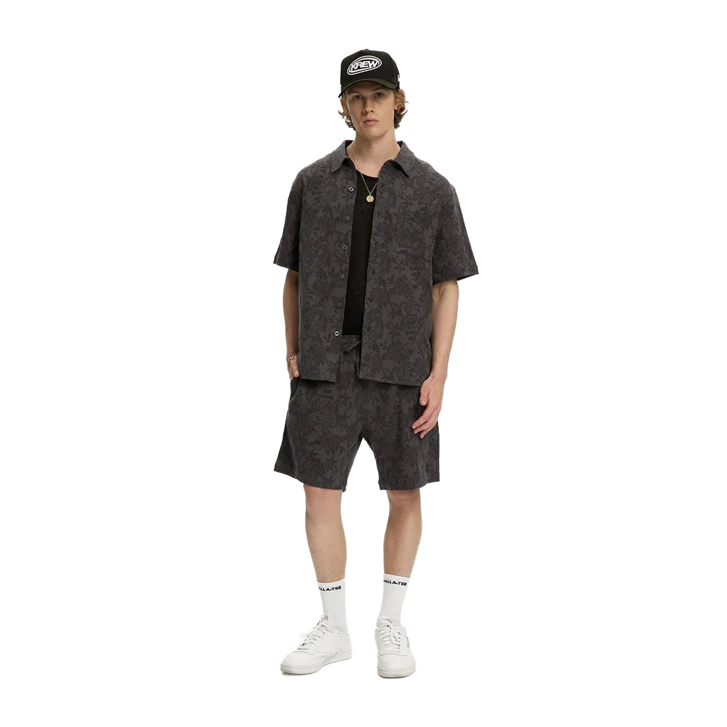 Chemise en lin jacquard – Anthracite