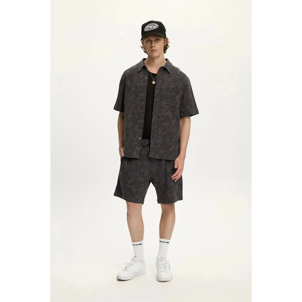 Jacquard Linen Shirt – Charcoal