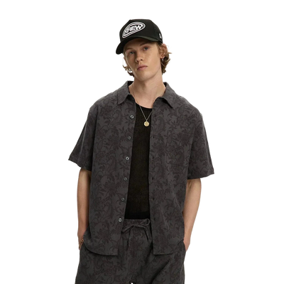 Chemise en lin jacquard – Anthracite