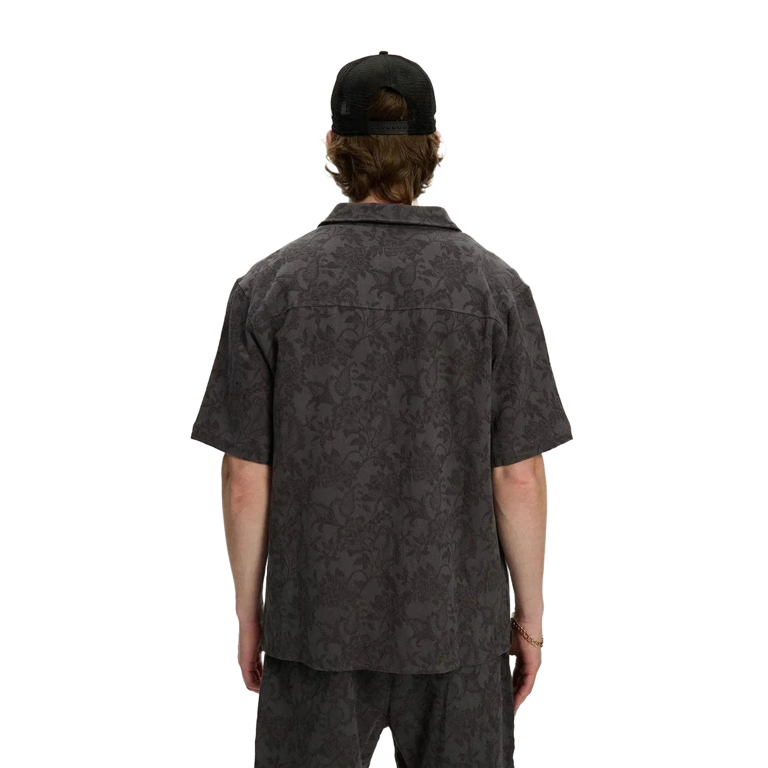 Chemise en lin jacquard – Anthracite