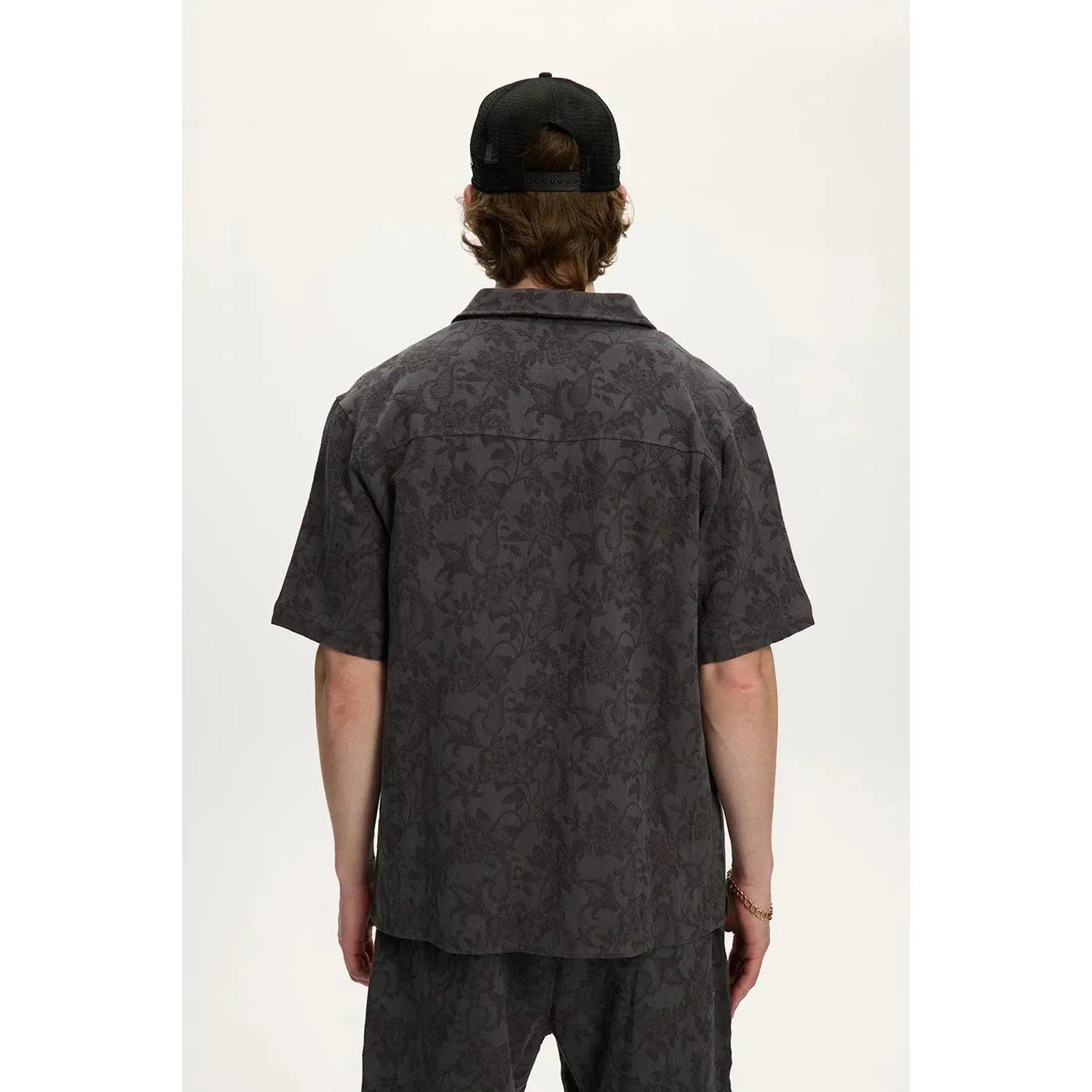 Jacquard Linen Shirt – Charcoal