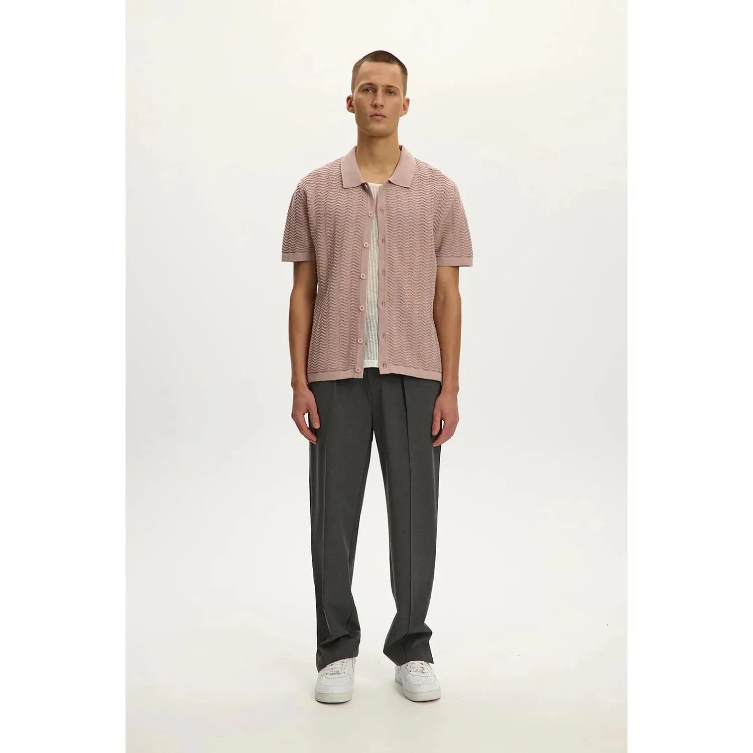 Wave Knit Polo – Dusty Lilac
