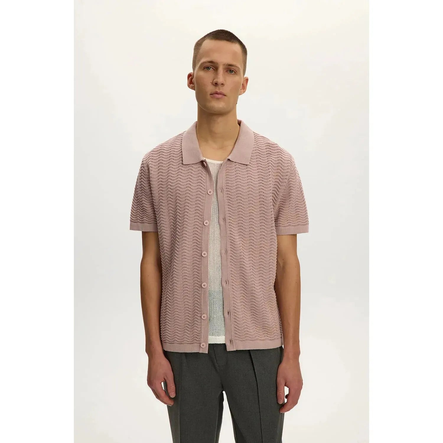 Wave Knit Polo – Dusty Lilac