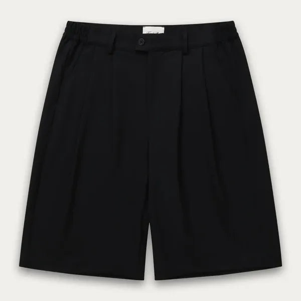 SS26 Double Pleated Shorts - Black