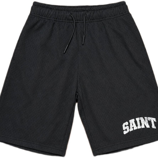 Black Mesh Shorts - Saint White Logo