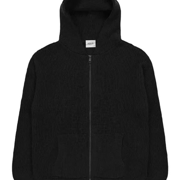 Knitted Zip Hoodie- Black