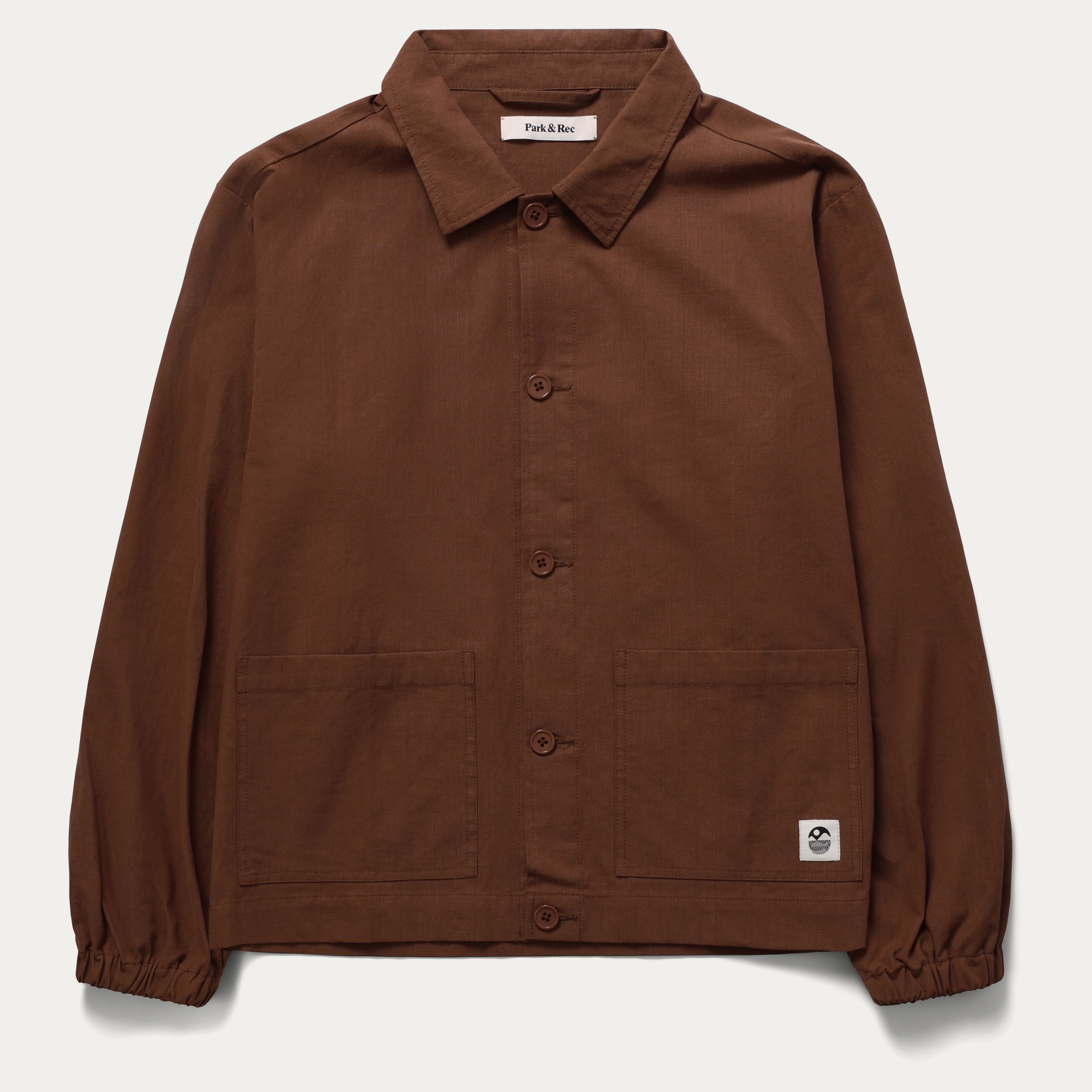 Linen Coach Jacket - Brown