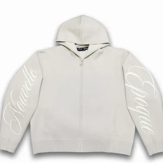 NE Zip-Up With Sleeve Logo - Grey