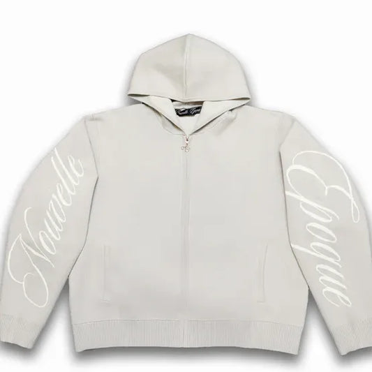 NE Zip-Up With Sleeve Logo - Grey