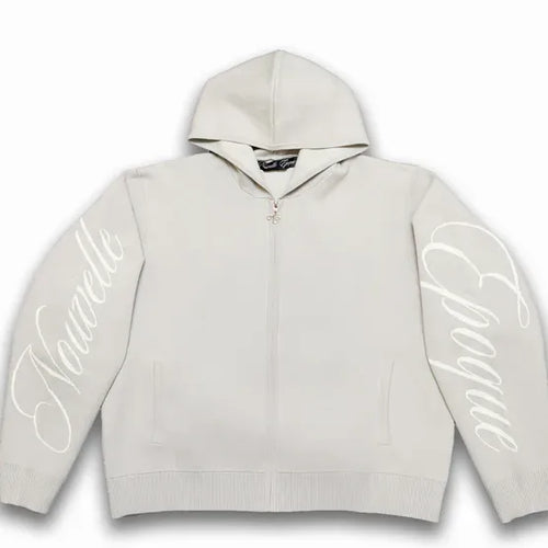 NE Zip-Up With Sleeve Logo - Grey