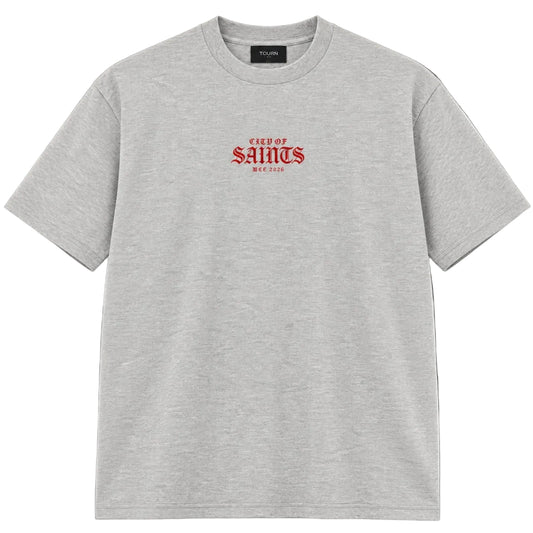Grey Tee - Saint Grey/Red