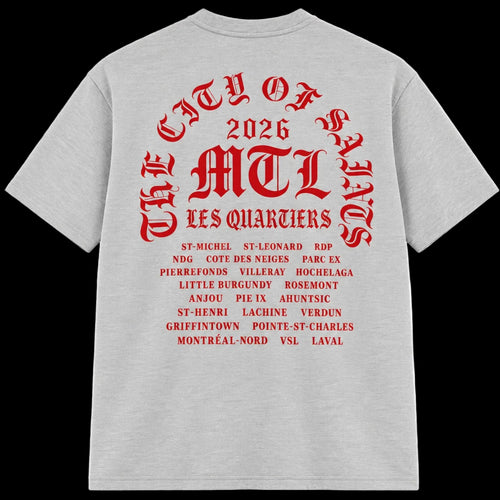 Grey Tee - Saint Grey/Red
