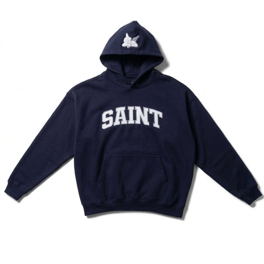 Navy Hoodie - Saint White College Stitch