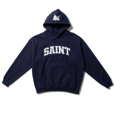 Navy Hoodie - Saint White College Stitch