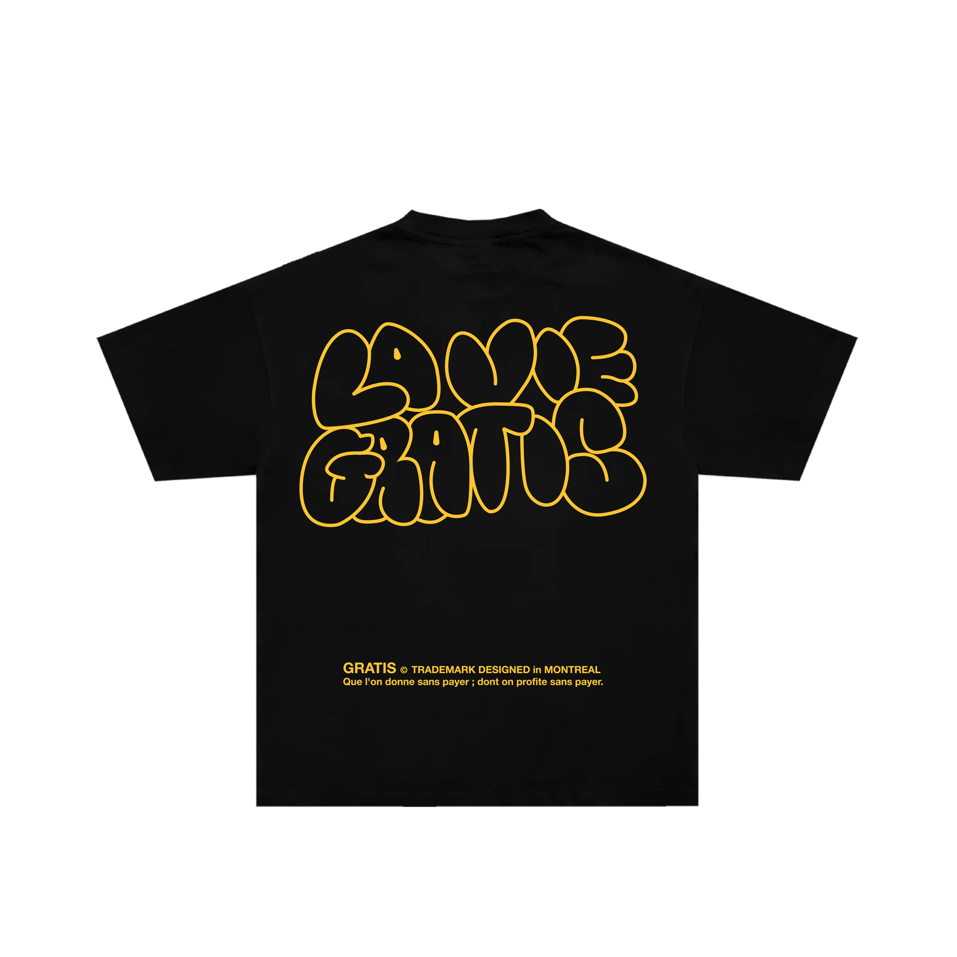 GRATIS "LA VIE GRATIS" Noir/Jaune t-shirt
