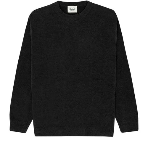 Textured Knit Crew-Black