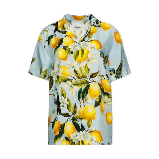 Lemon Hummingbird Beach Shirt - Baby Blue Hummingbird