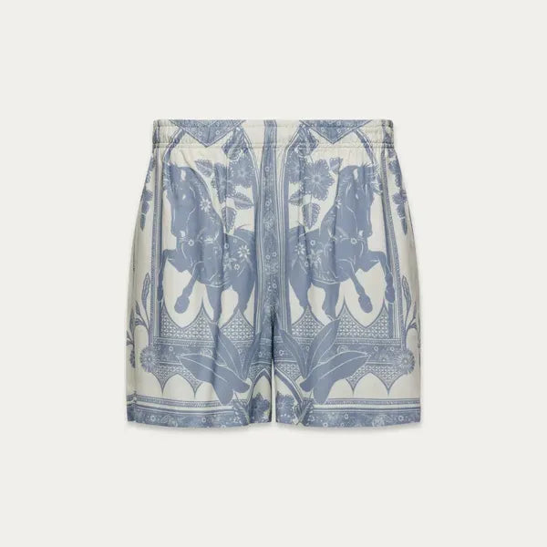 Western Boho Shorts  - Blue Horse