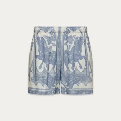 Western Boho Shorts  - Blue Horse