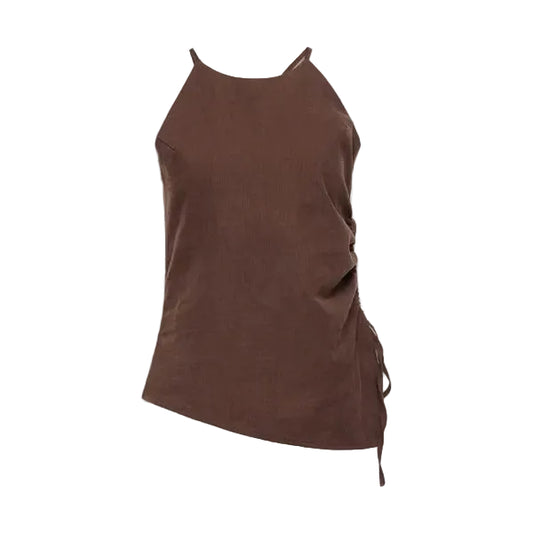 Terri Linen Halter - Cocoa Powder