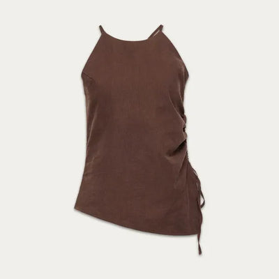 Terri Linen Halter - Cocoa Powder