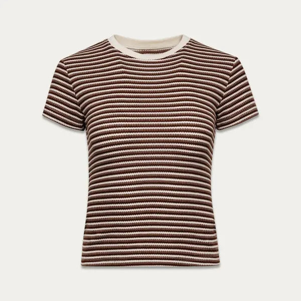 Yasmine Stripe Tee - Gradient Brown