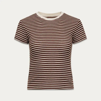 Yasmine Stripe Tee - Gradient Brown
