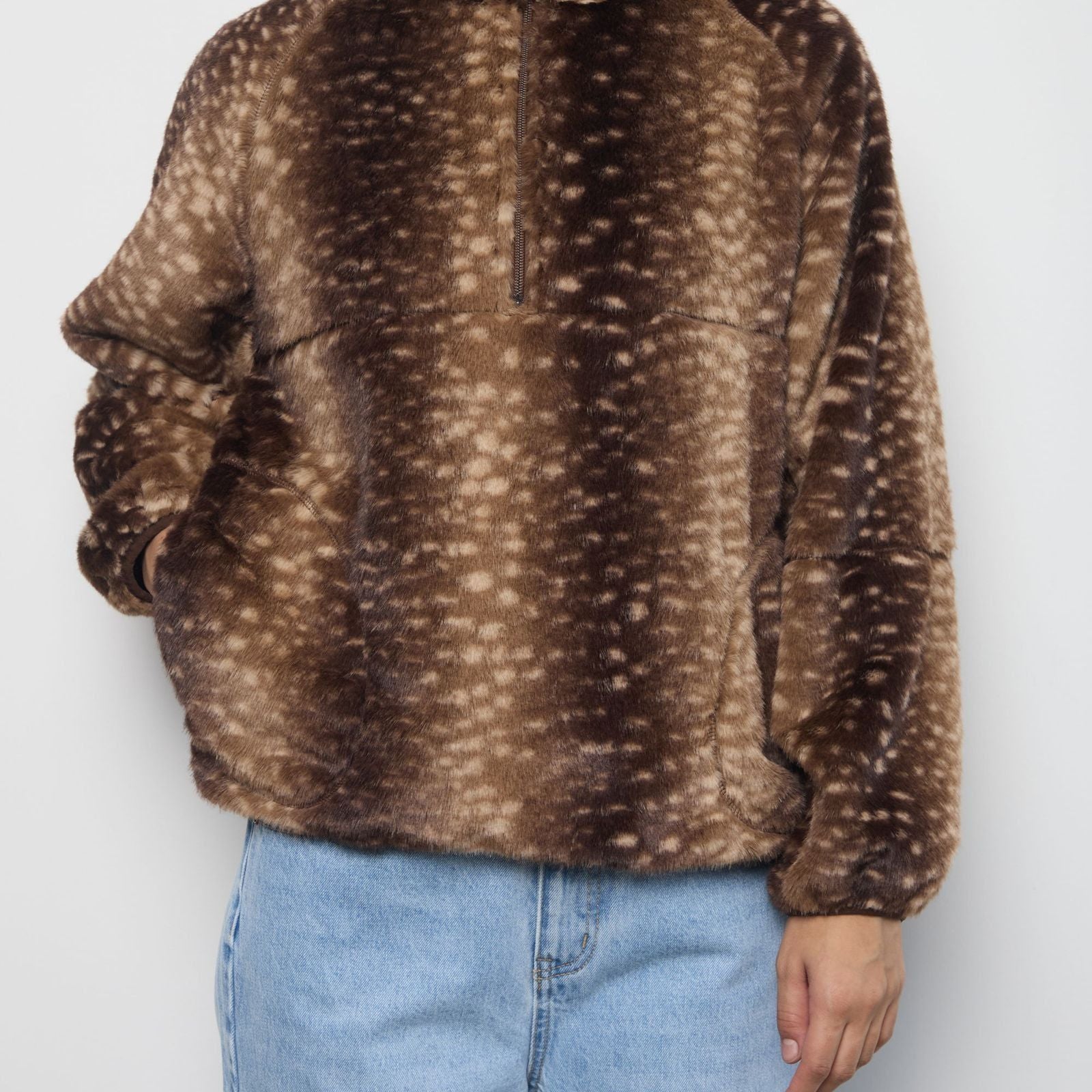 Tachette Faux-Fur Zipup - Bambi Brown