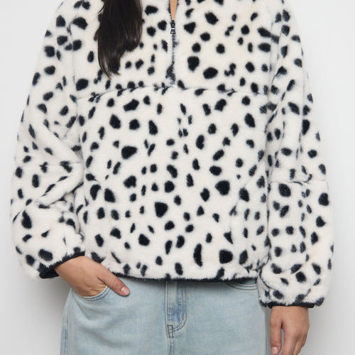 Tachette Faux-Fur Zipup - Dalmatian Spots