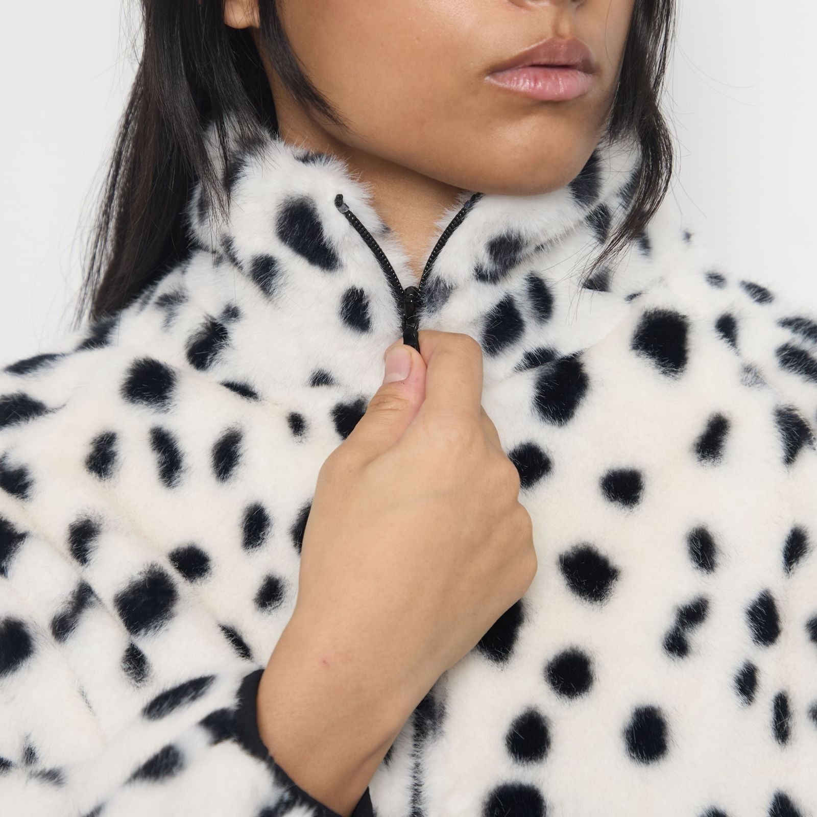 Tachette Faux-Fur Zipup - Dalmatian Spots