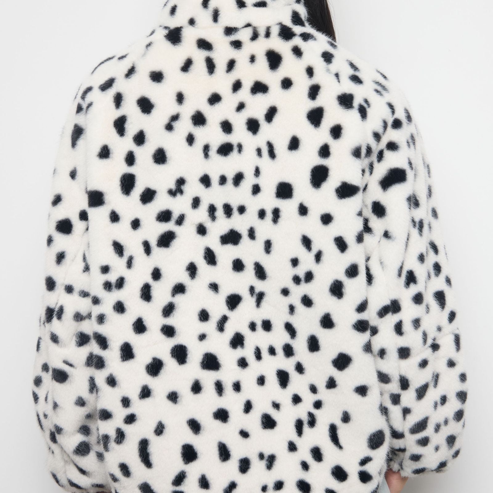 Tachette Faux-Fur Zipup - Dalmatian Spots
