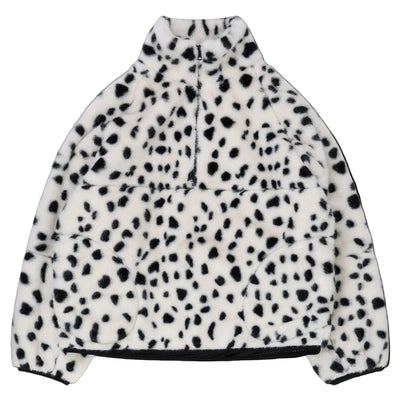 Tachette Faux-Fur Zipup - Dalmatian Spots