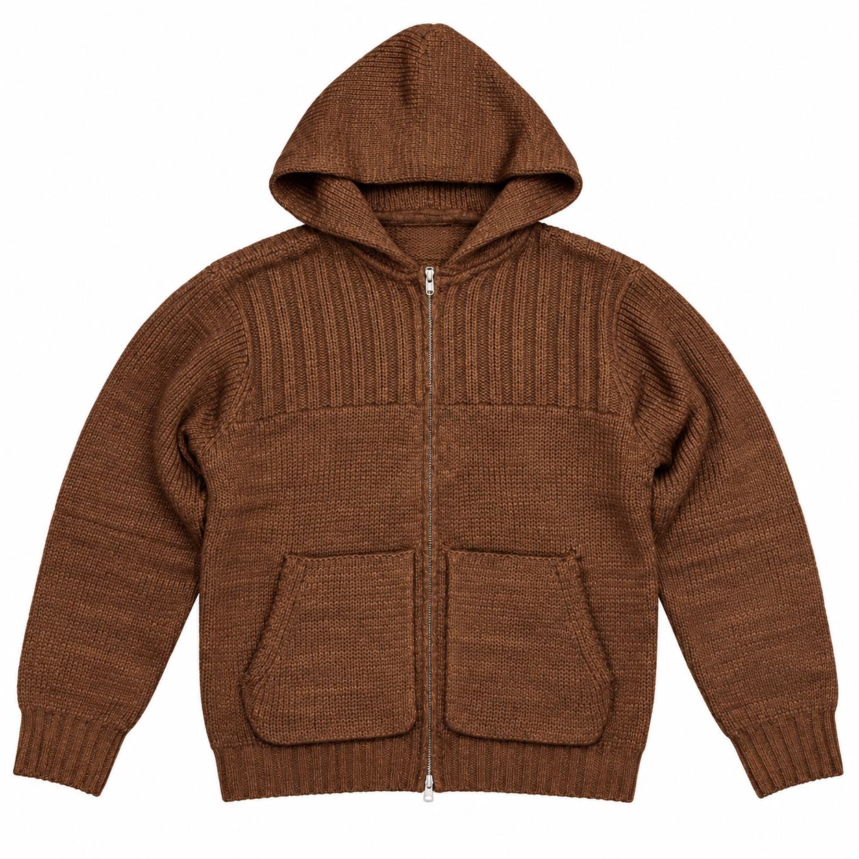 Knitted Zip Hoodie FW26 - Brown