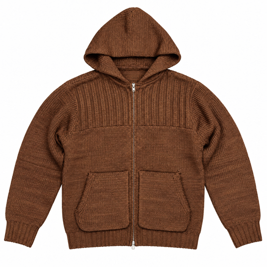 Knitted Zip Hoodie FW26 - Brown