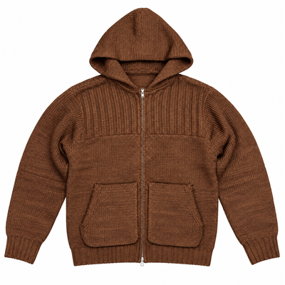 Knitted Zip Hoodie FW26 - Brown