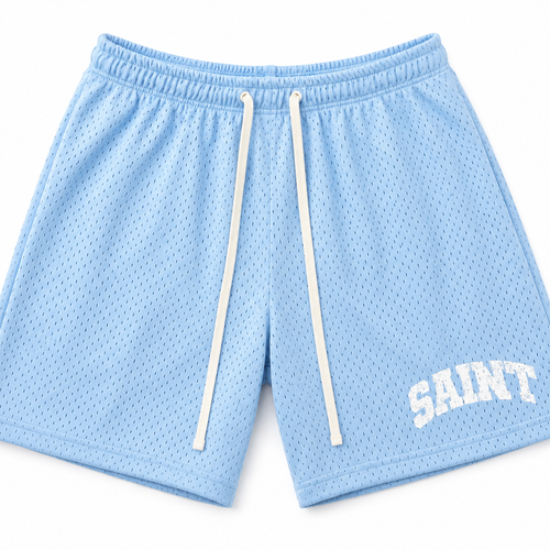 Blue Mesh Shorts - Saint White Logo