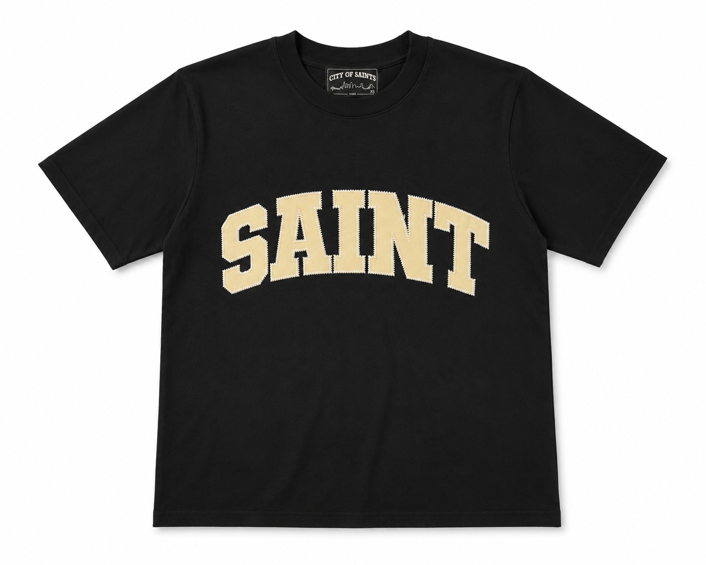 Saint Black Tee - Cream Black Patch