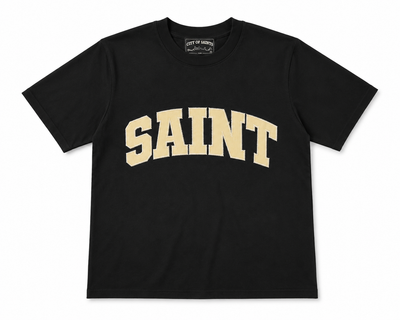 Saint Black Tee - Cream Black Patch