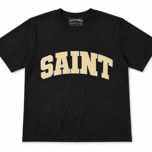 Black Tee - Saint Cream Patch