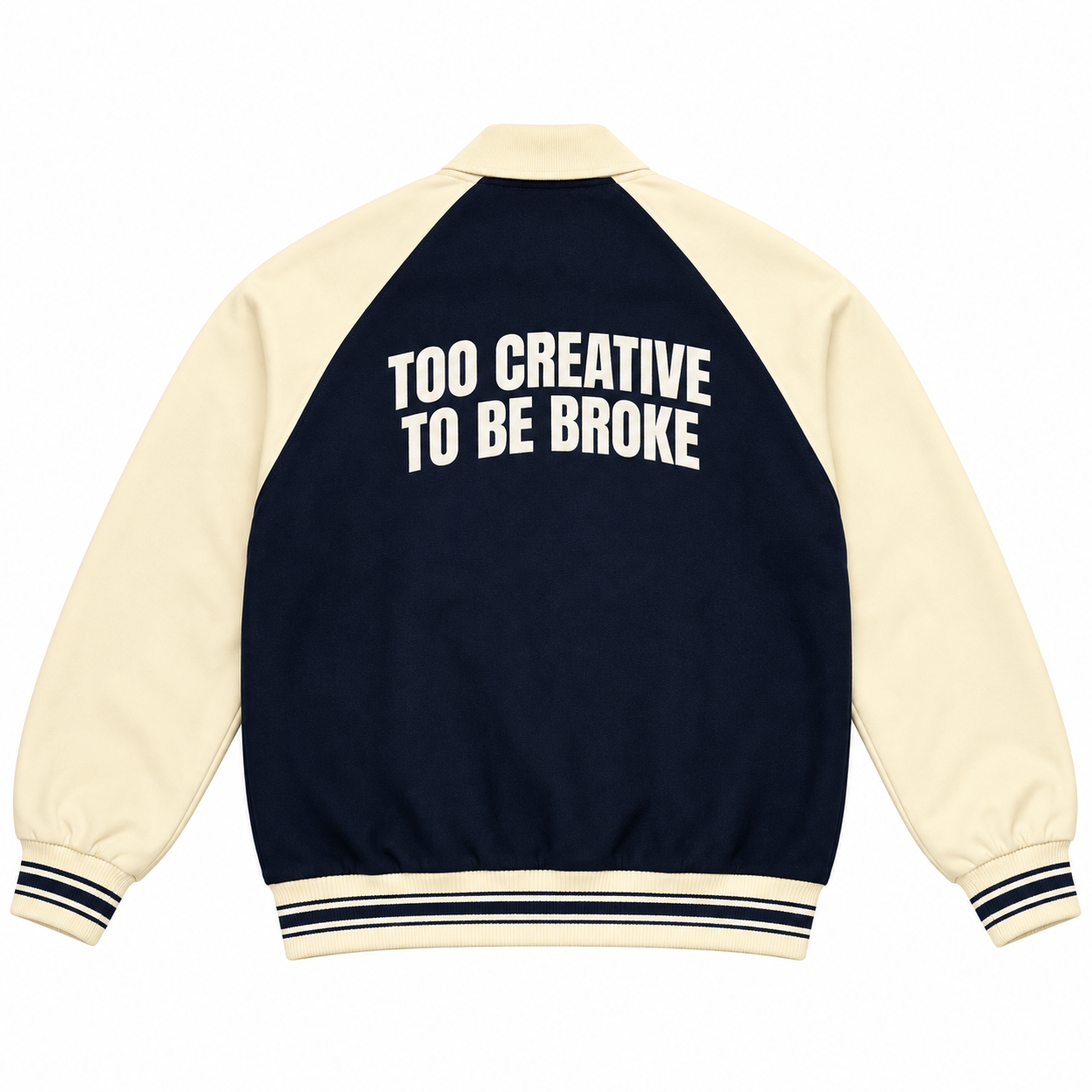 Navy Raglan Too Creative To Be Broke Jacket