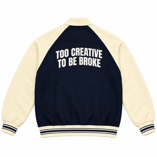 Navy Raglan Too Creative To Be Broke Jacket