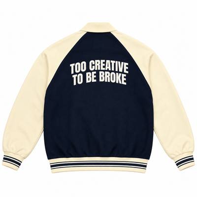 Navy Raglan Too Creative To Be Broke Jacket