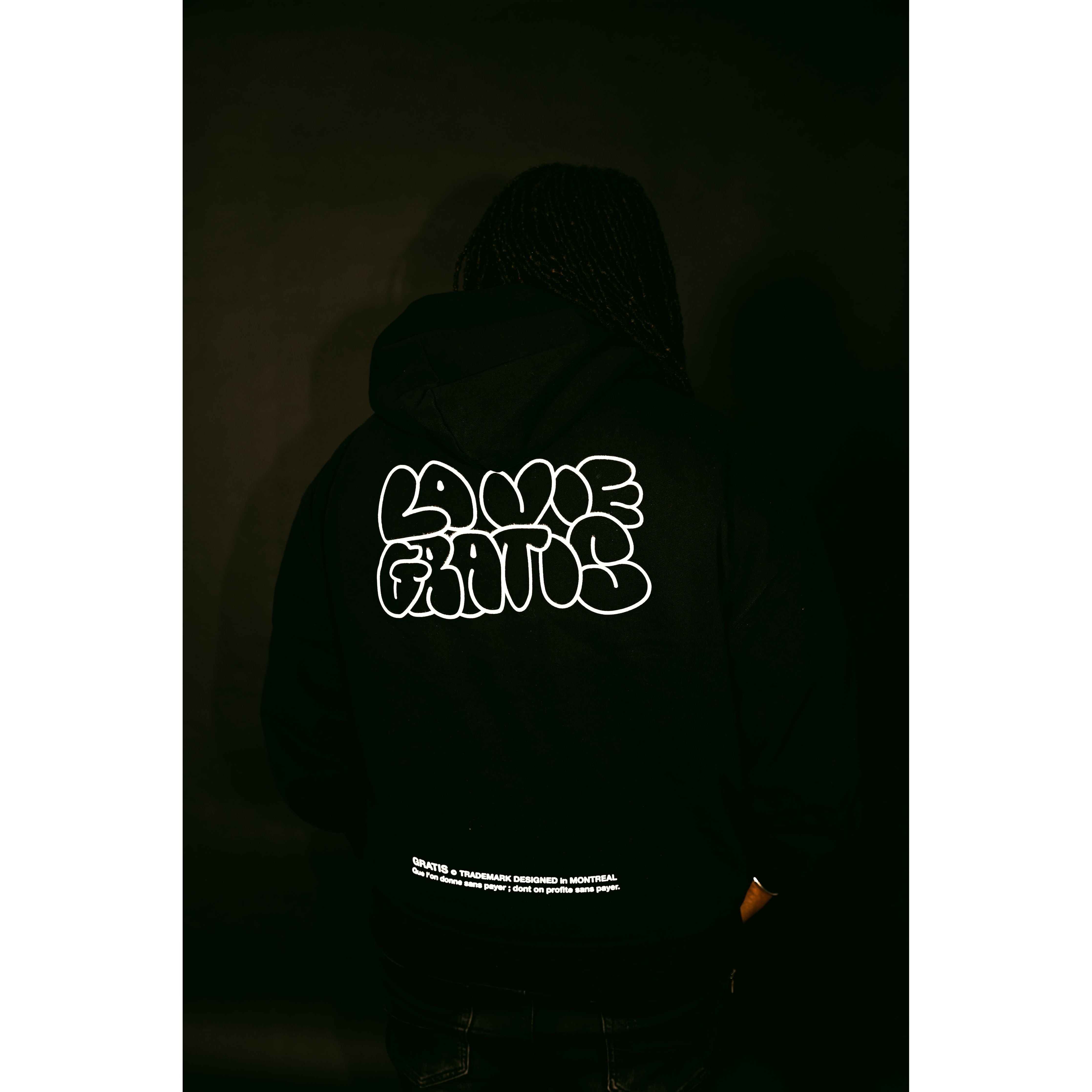 GRATIS "LA VIE GRATIS" Sweat à capuche Noir