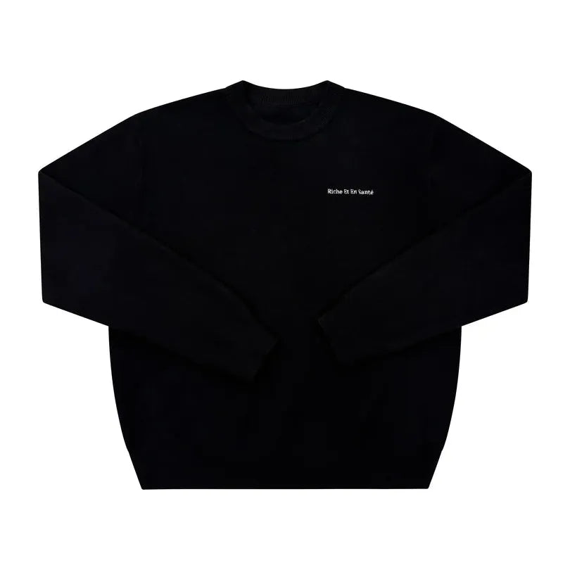 "Riche Et En Santé" Crewneck - Black