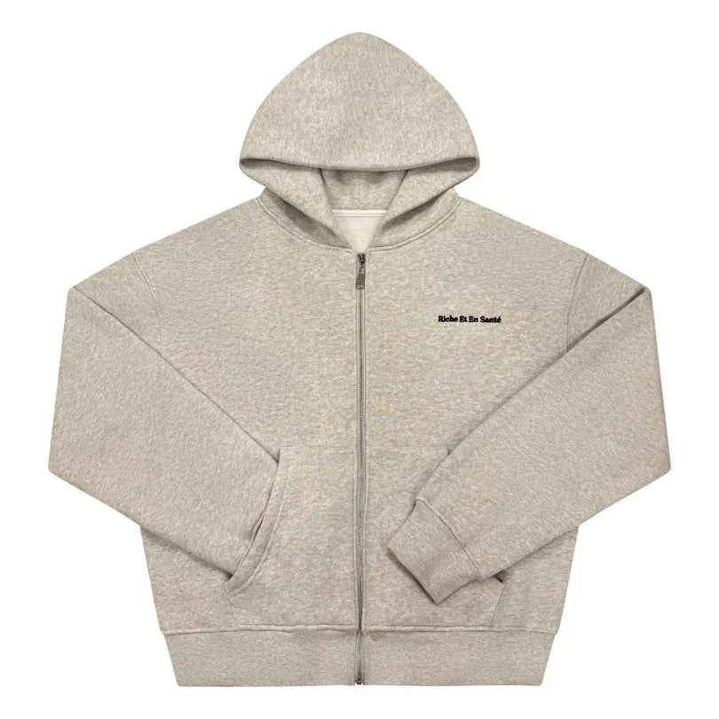 "Riche Et En Santé" Zip-up - Grey