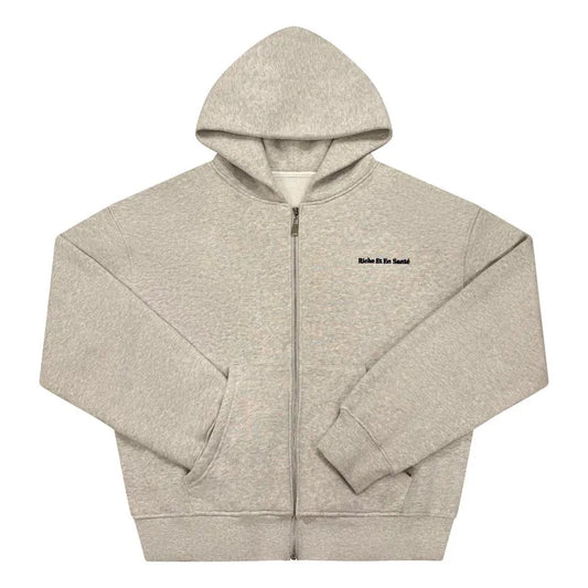 "Riche Et En Santé" Zip-up - Grey