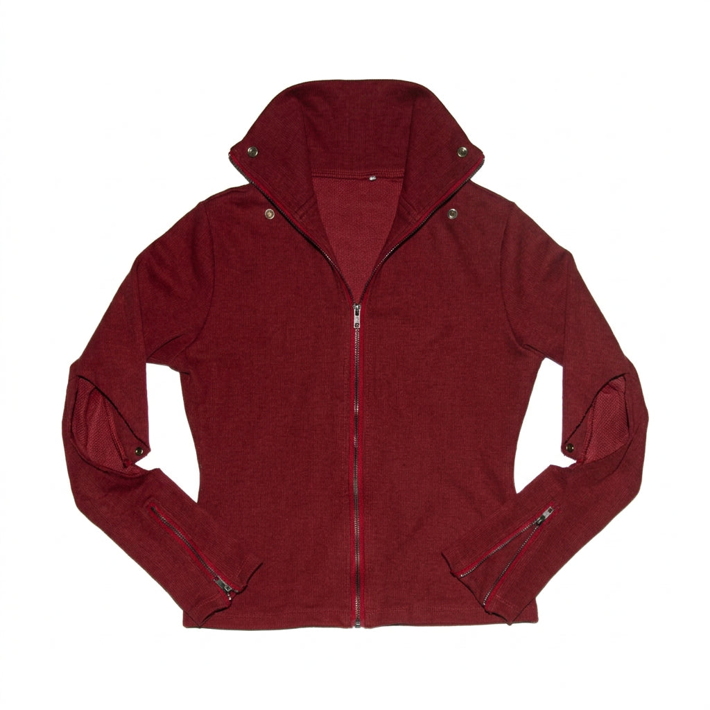 KRASH Funnel Neck Zip-Up - Red - flat lay