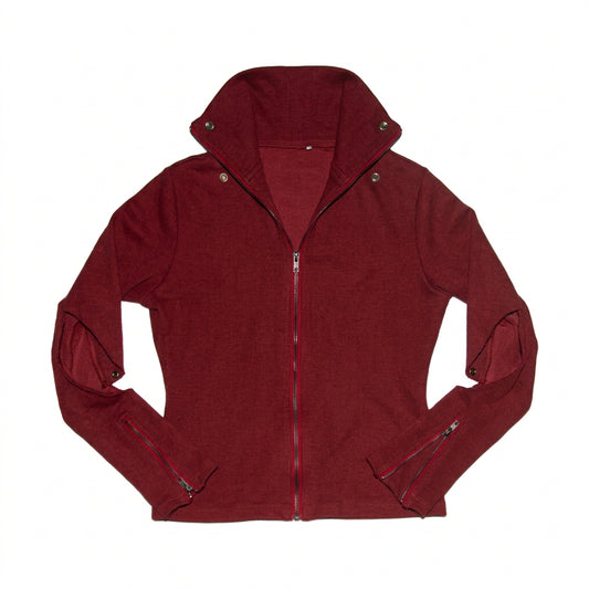 KRASH Funnel Neck Zip-Up - Red - flat lay