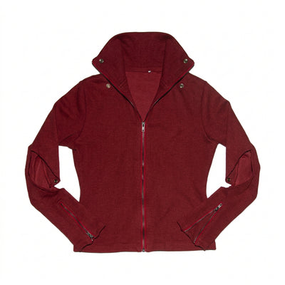 KRASH Funnel Neck Zip-Up - Red - flat lay